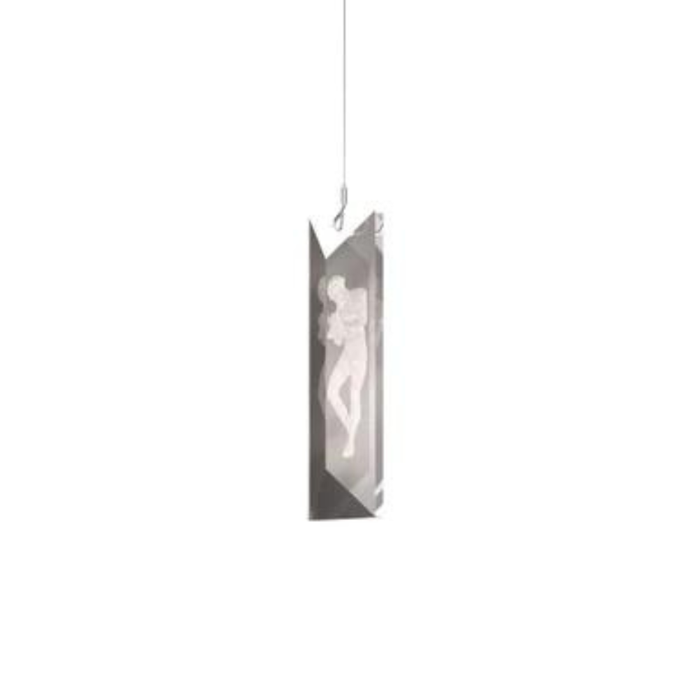 SUSPENSION SERENE PRISME SIMPLE FIGURINES - CRISTAL INCOLORE, FINITION NICKEL (PLAQUÉ)