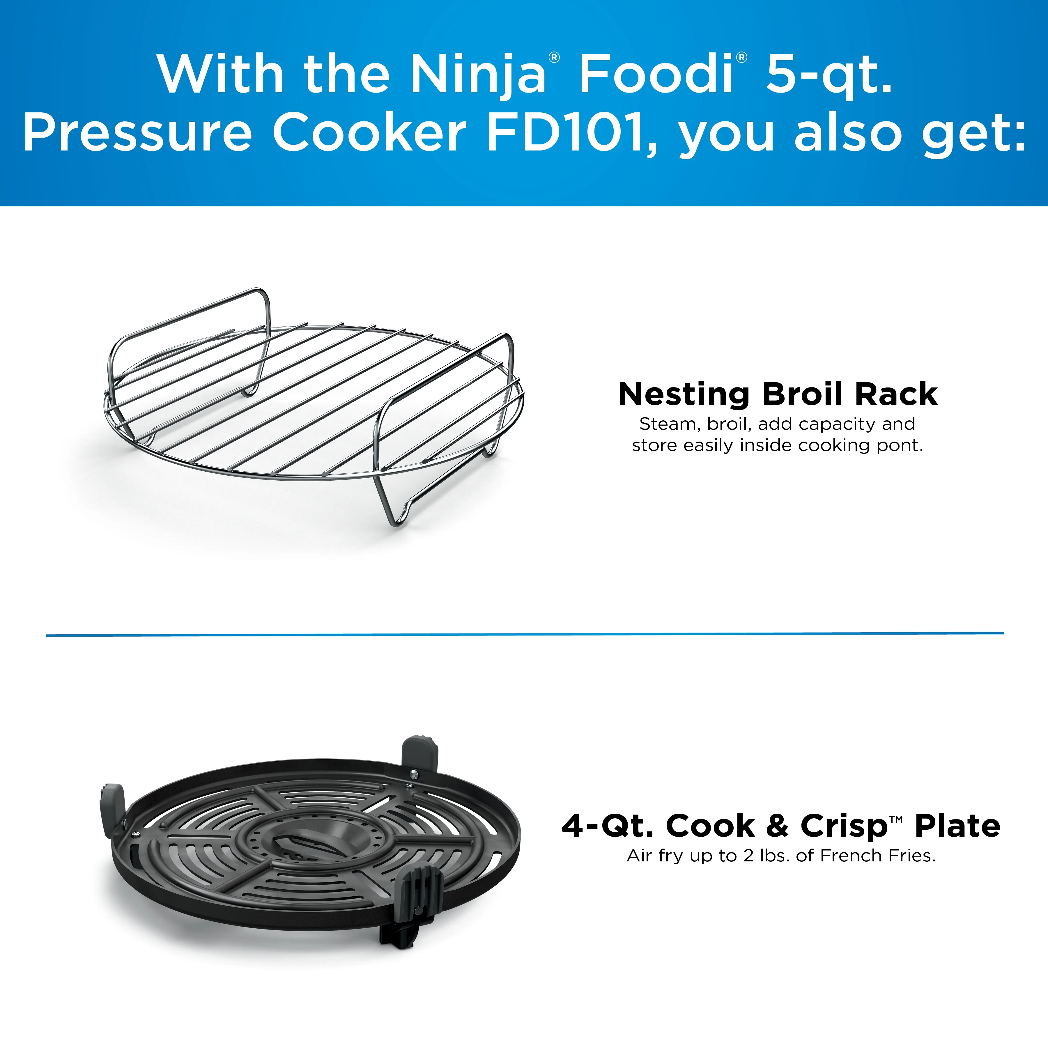 Ninja Foodi 10-in-1 5 Qt Pressure Cooker, Steamer, Bake, Broil, Dehydrate, Air Fryer, Non-Stick, FD101 Stainless Steel - Image 9