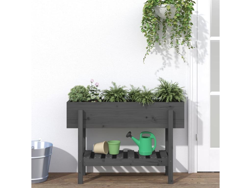 Arriate Decoromantico levado de jardín madera maciza pino gris 101x30x69 cm