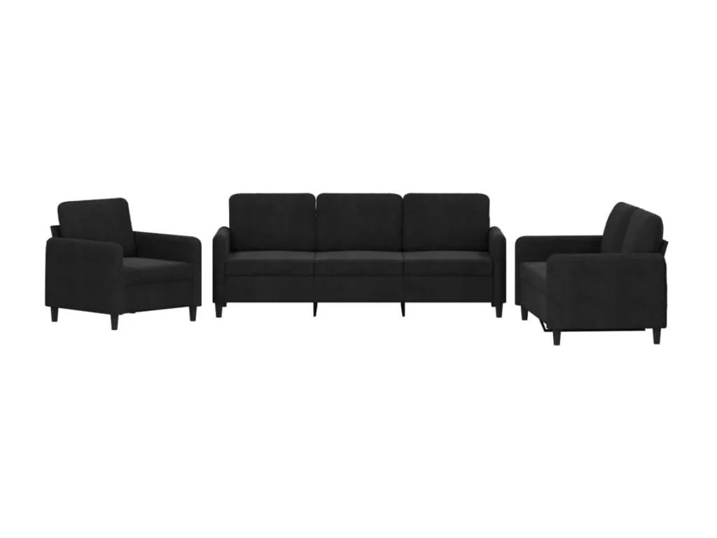 Juego de sofás 3 piezas terciopelo negro