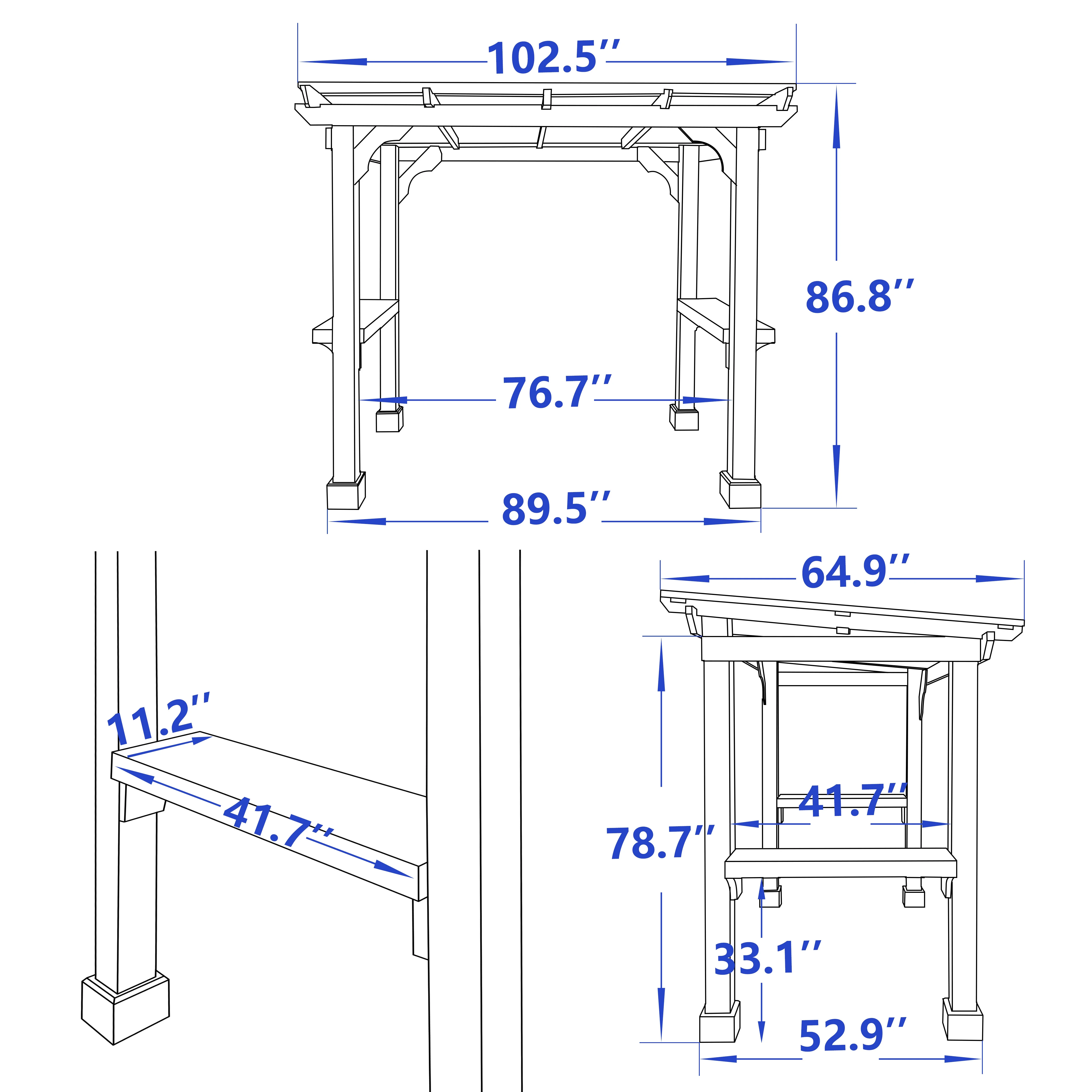 VEIKOUS 8' x 5' Outdoor Hardtop Gazebo, BBQ Grill Gazebo w/ Workstation Shelves for Lawn, Garden, Deck - Image 14