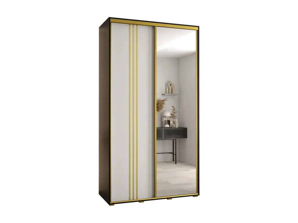 ARMARIO Alkifurniturees 7 DE PUERTAS CORREDERAS 235.2/140/60 2 puertas (Negro/Blanco/Oro) VOQH29855