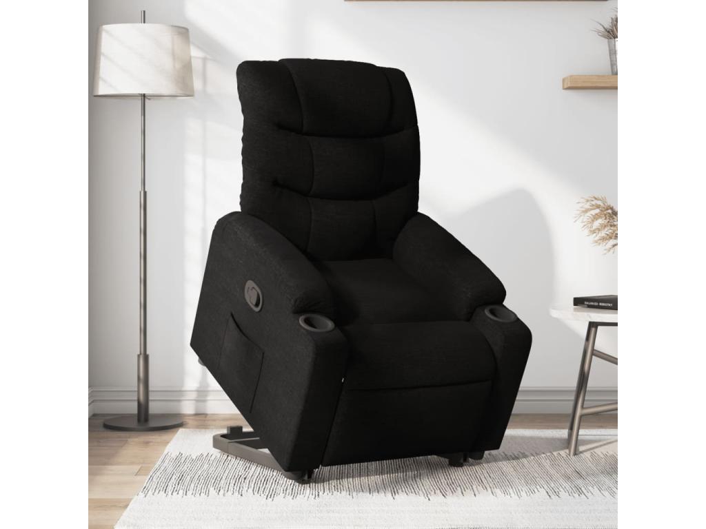 Sillón reclinable elevable tela negro