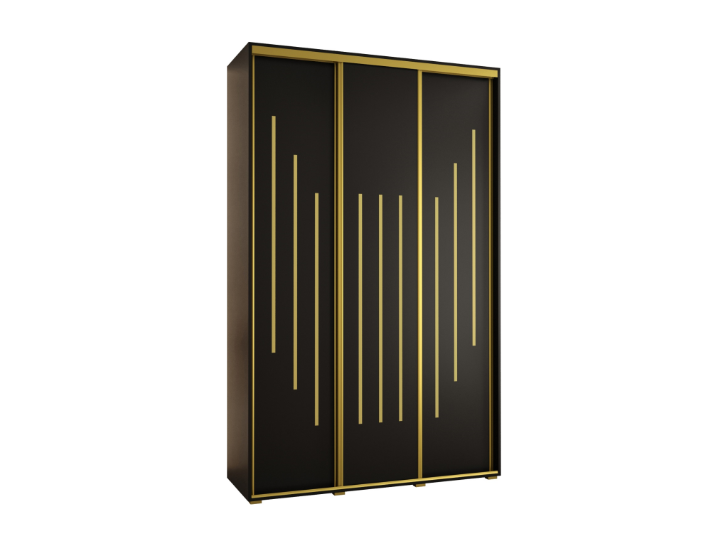 ARMARIO DAVOS 8 DE PUERTAS CORREDERAS 235,2/150/45 3 puertas (Negro/Negro/Oro)