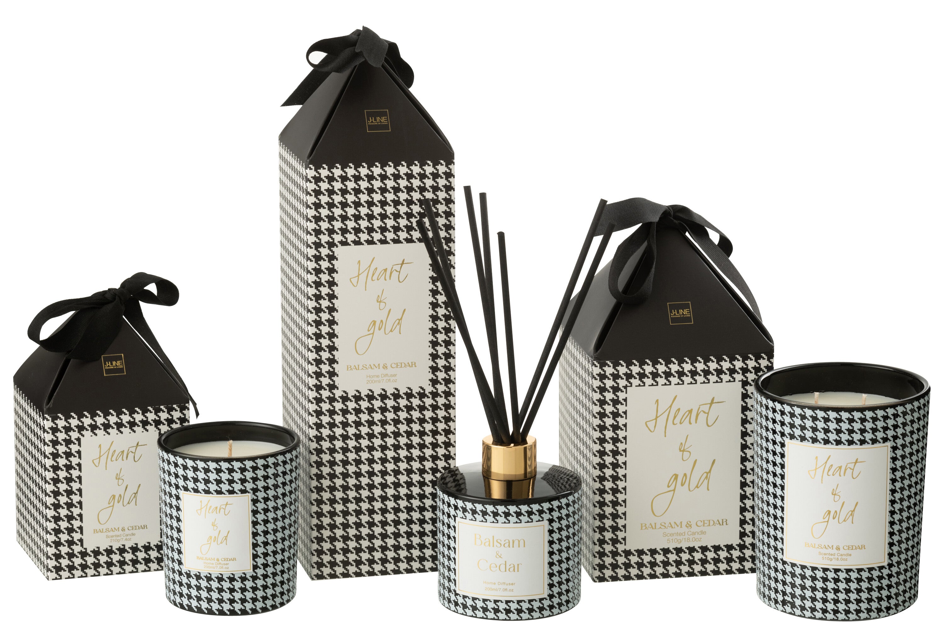 J-Line geurstokjes Heart Of Gold - Balsam & Cedar - glas - w