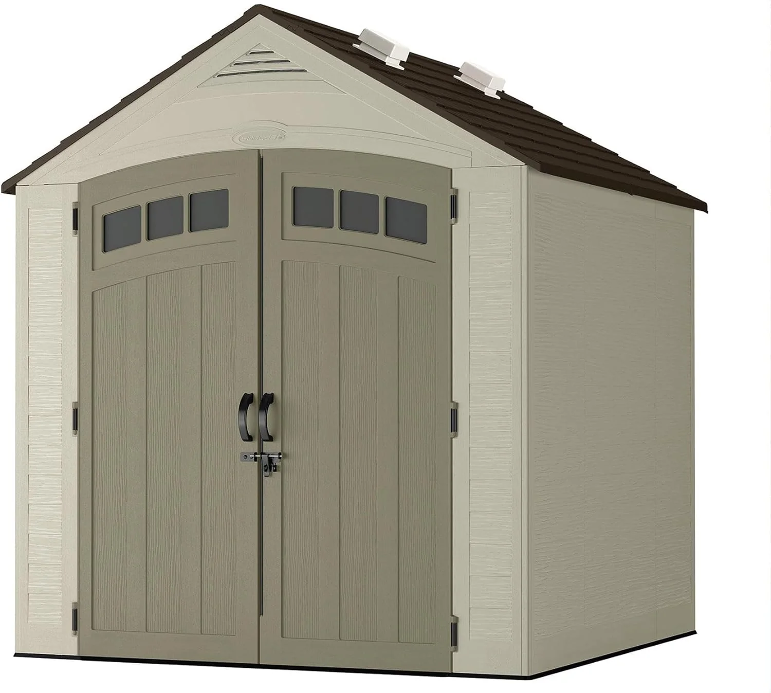 7x7 Storage Shed with Multi-Wall Resin Panels, 4 Skylights, IllumiVent System, and Pad-Lockable Doors, 84quot; D x 84quot; W x 98" H