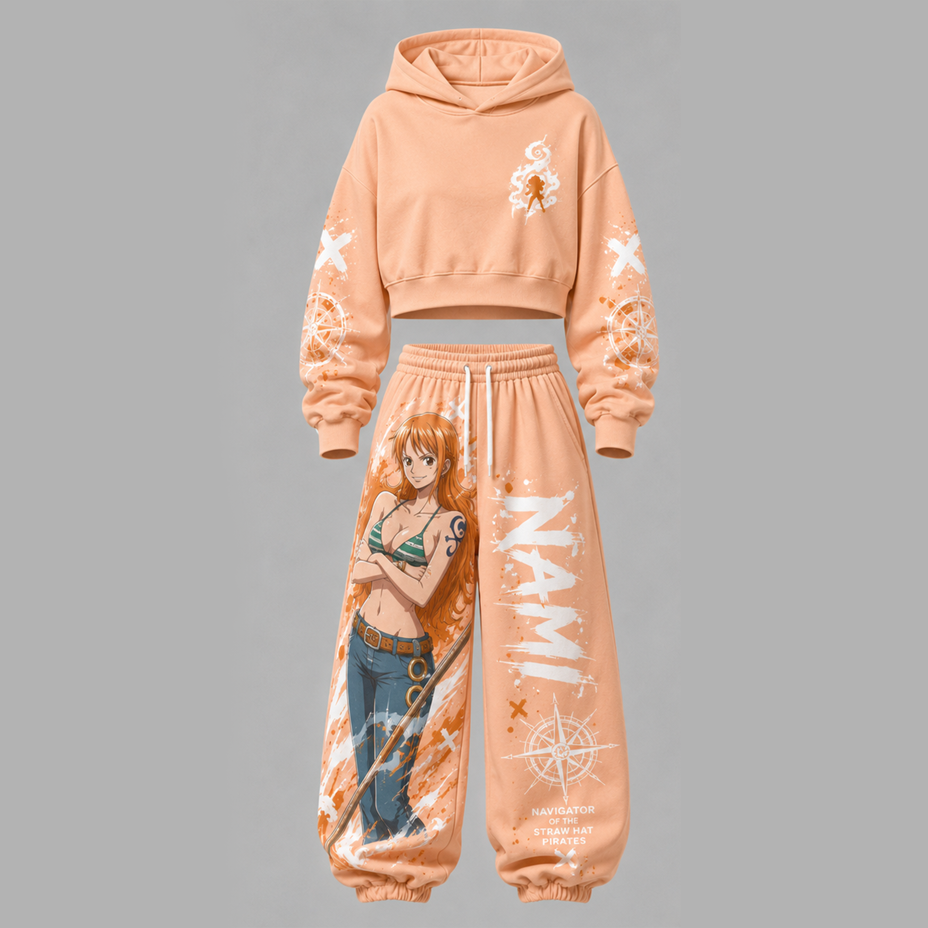 One Piece Cropped Long Sleeve Hoodie & High Waist Jogger Pants Two Piece TeeThreads Sustain the Scene with Custom Apparel