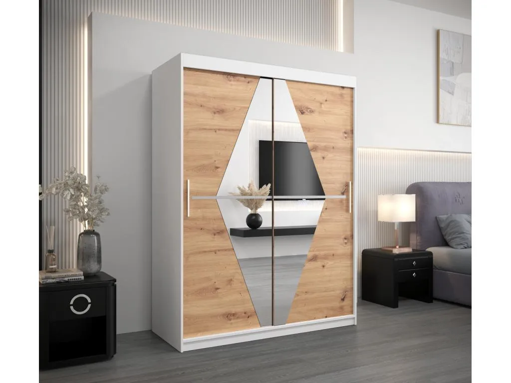 Armario Lluesmamuebles de puertas correderas 200/150/62 2 puertas (blanco/artisan)