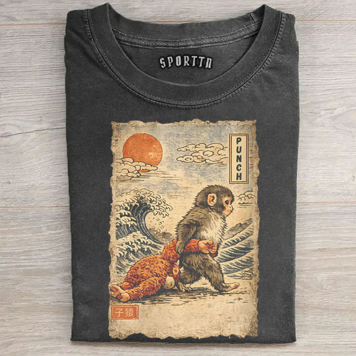 Punch-kun Monkey Meme Graphic T-shirt