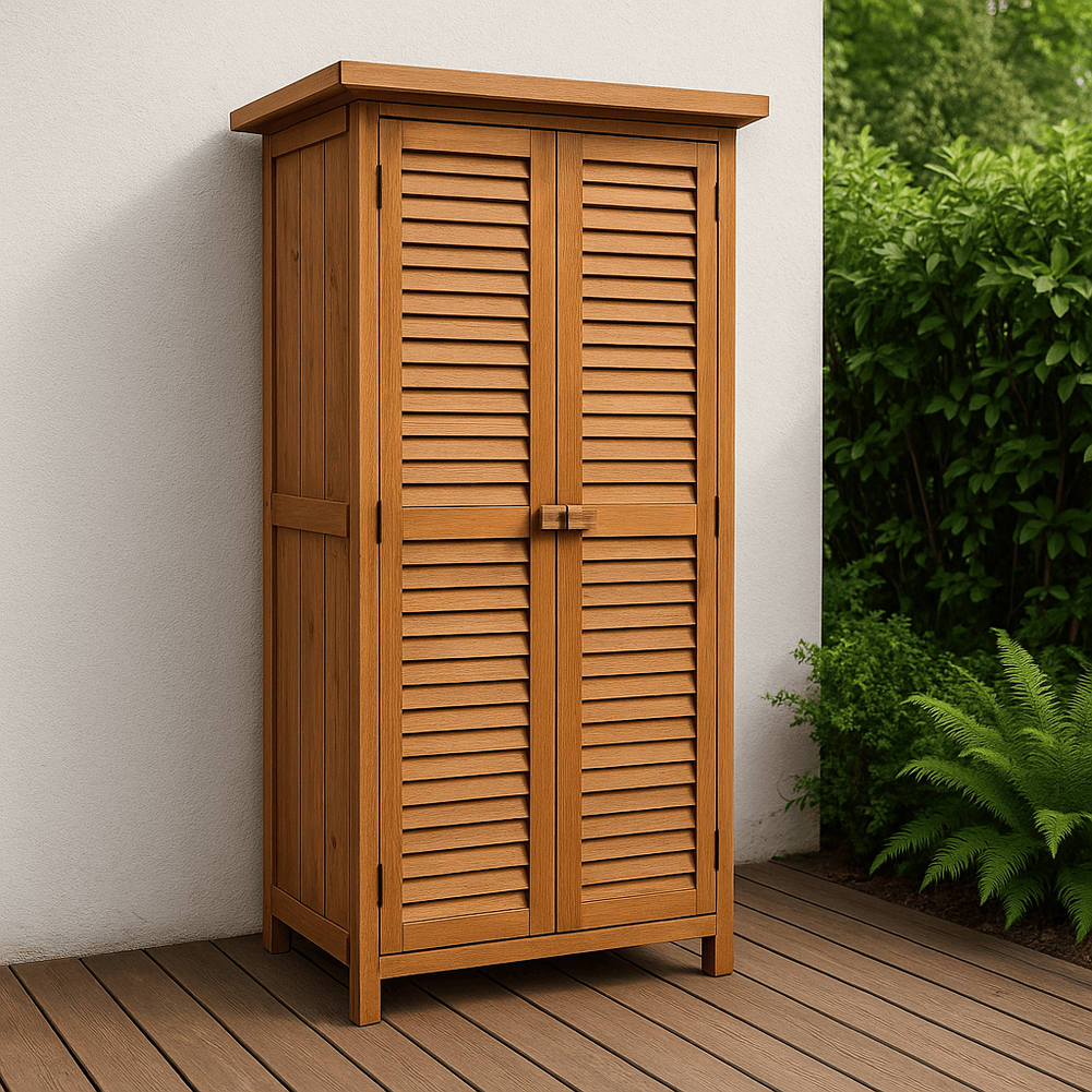 Armario de Madera Maciza con Puertas de Persiana Marrón 180x80x50 cm Rectangular