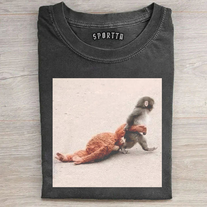 Punch-kun Monkey Meme Graphic T-shirt