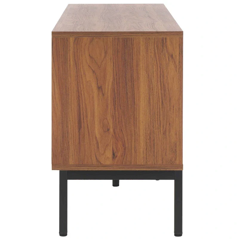 Mid Century TV Stand with Tambour Doors and Storage Drawers