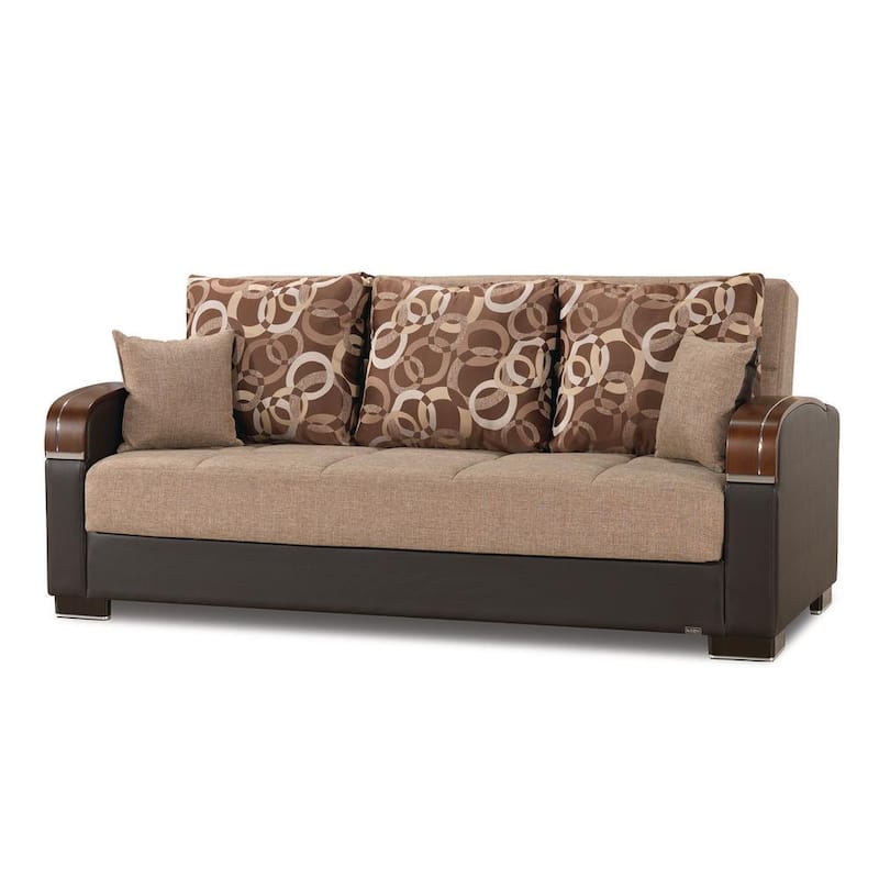 Sofá Cama Convertible de 87 in. en Chenilla Marrón de 3 Asientos con Almacenaje PINPAI hi5066380