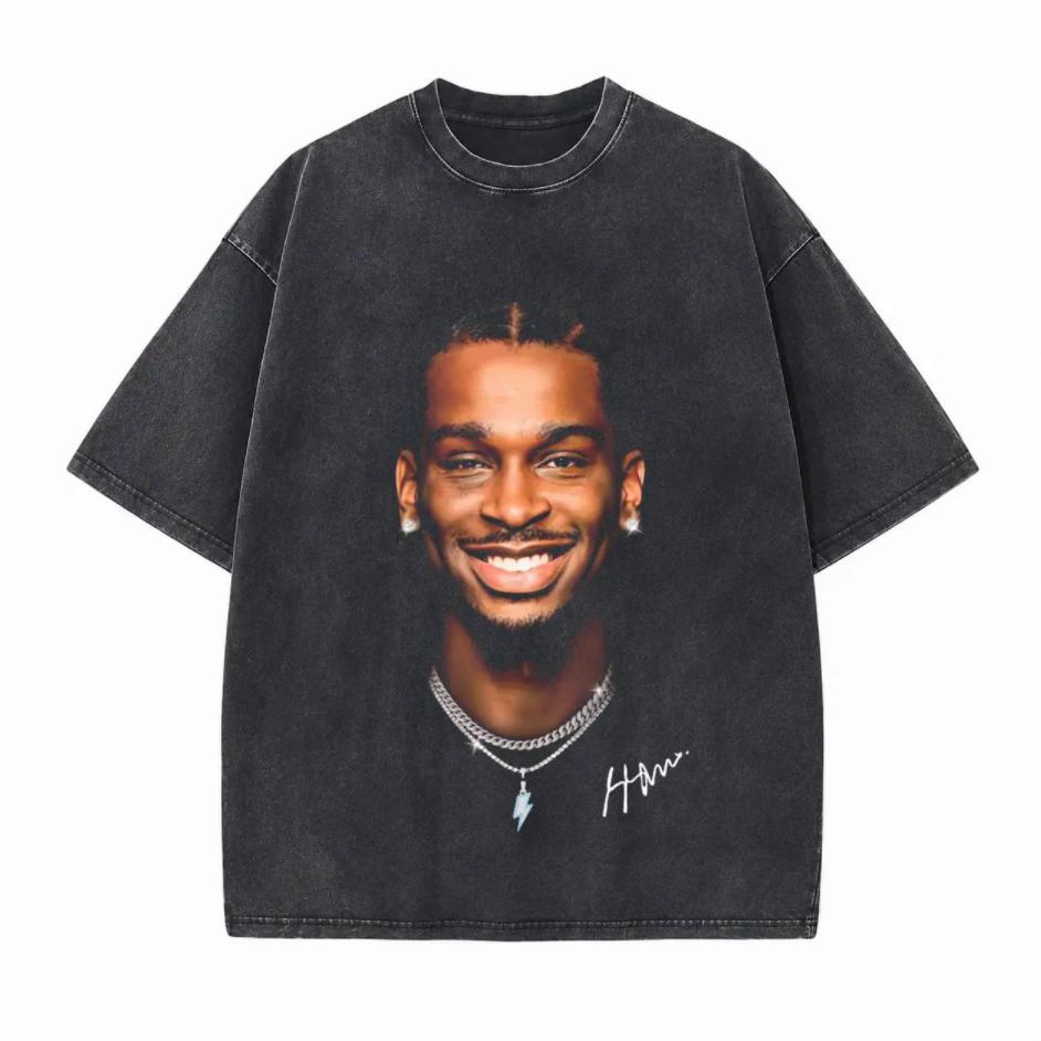 Basketball Star Smile Printed Unisex Washed T-Shirt