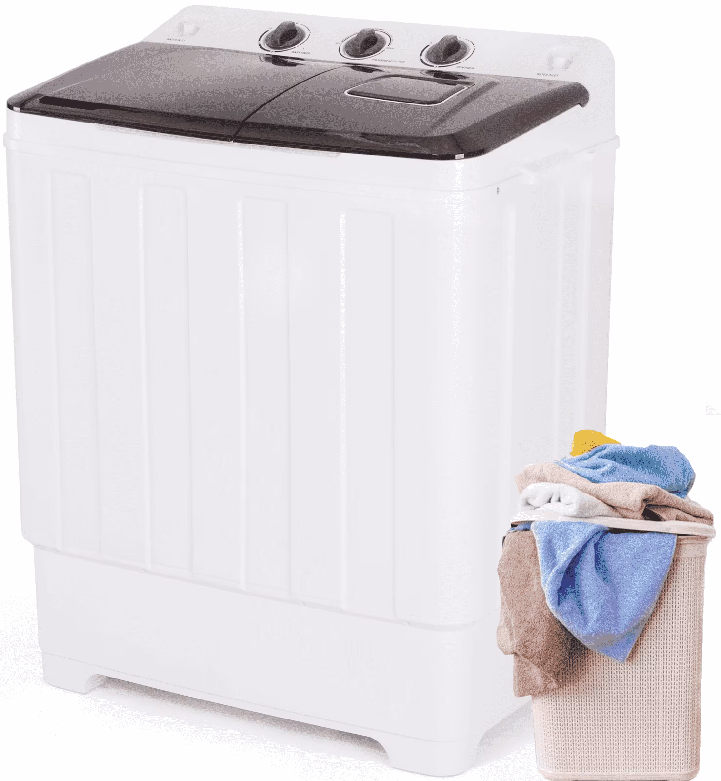 Qhomic Portable Washer 30lbs, 2-in-1 Twin Tub Washer & Dryer Combo Compact Semi-Automatic Washing Machine with Drain Pump, Black - Image 5