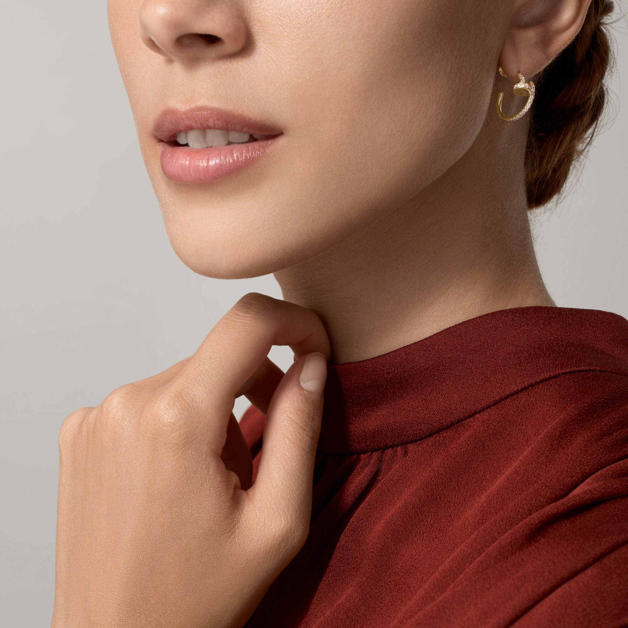 Cartier Juste un Clou Hoop Earrings, Small Model, Full Diamond Paved - Original Replica Club