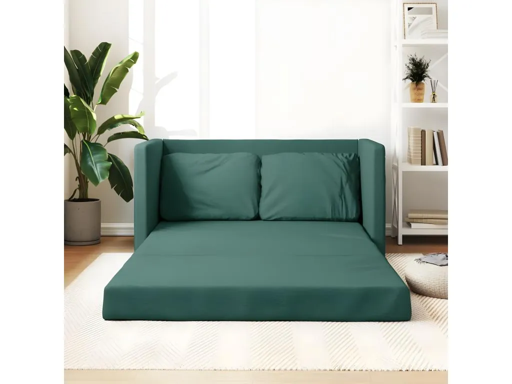 Sofá cama 2 en 1 tela verde oscuro 112x174x55 cm