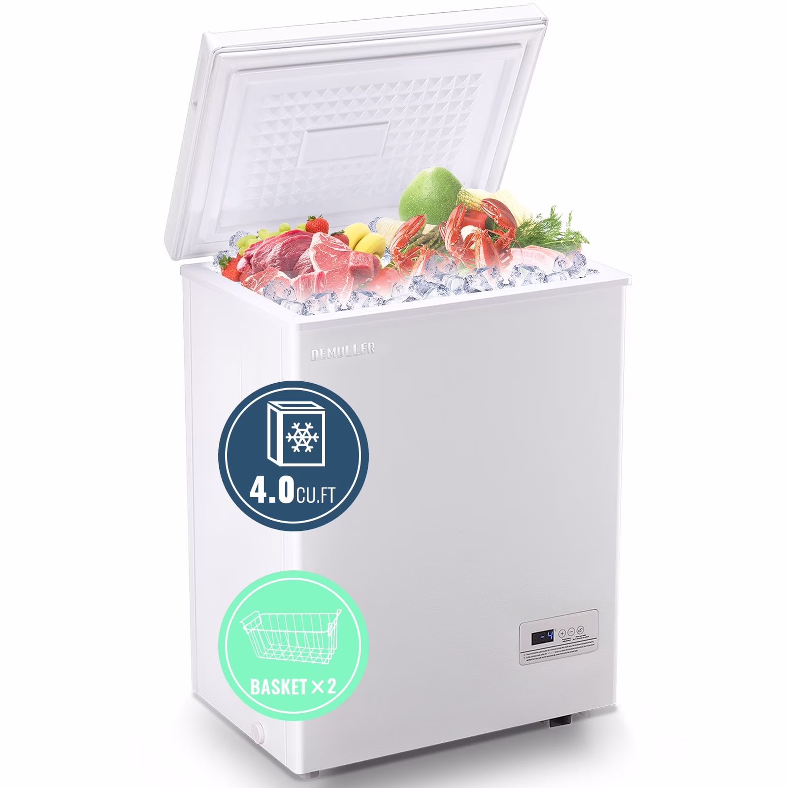 DEMULLER Deep Chest Freezer Freezers with Two Storage Baskets Ultra-Low Temperature Black 79-B-1