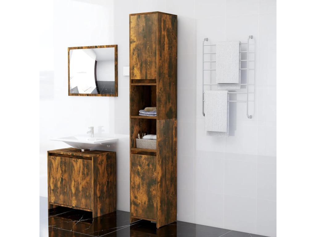 Armario baño madera contrachapada roble ahumado 30x30x183 - 5cm