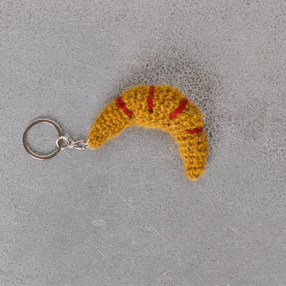 Porte clé Merci en tricot - Croissant
