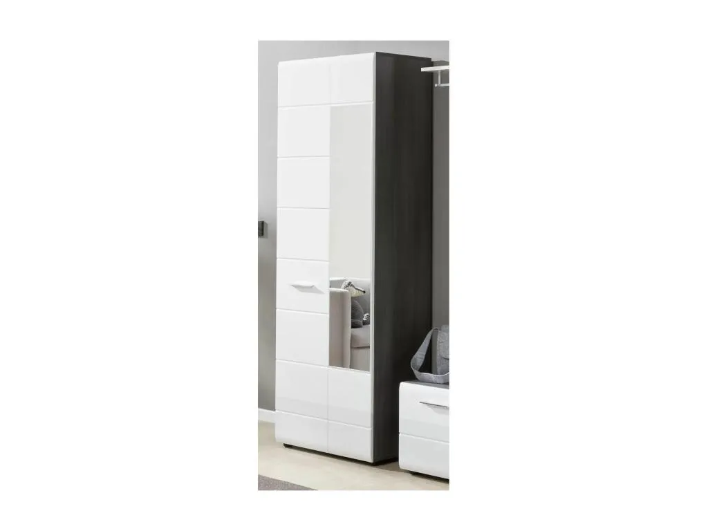Armario de 2 puertas Nidovia melamina blanca y gris con espejo ftq3340939