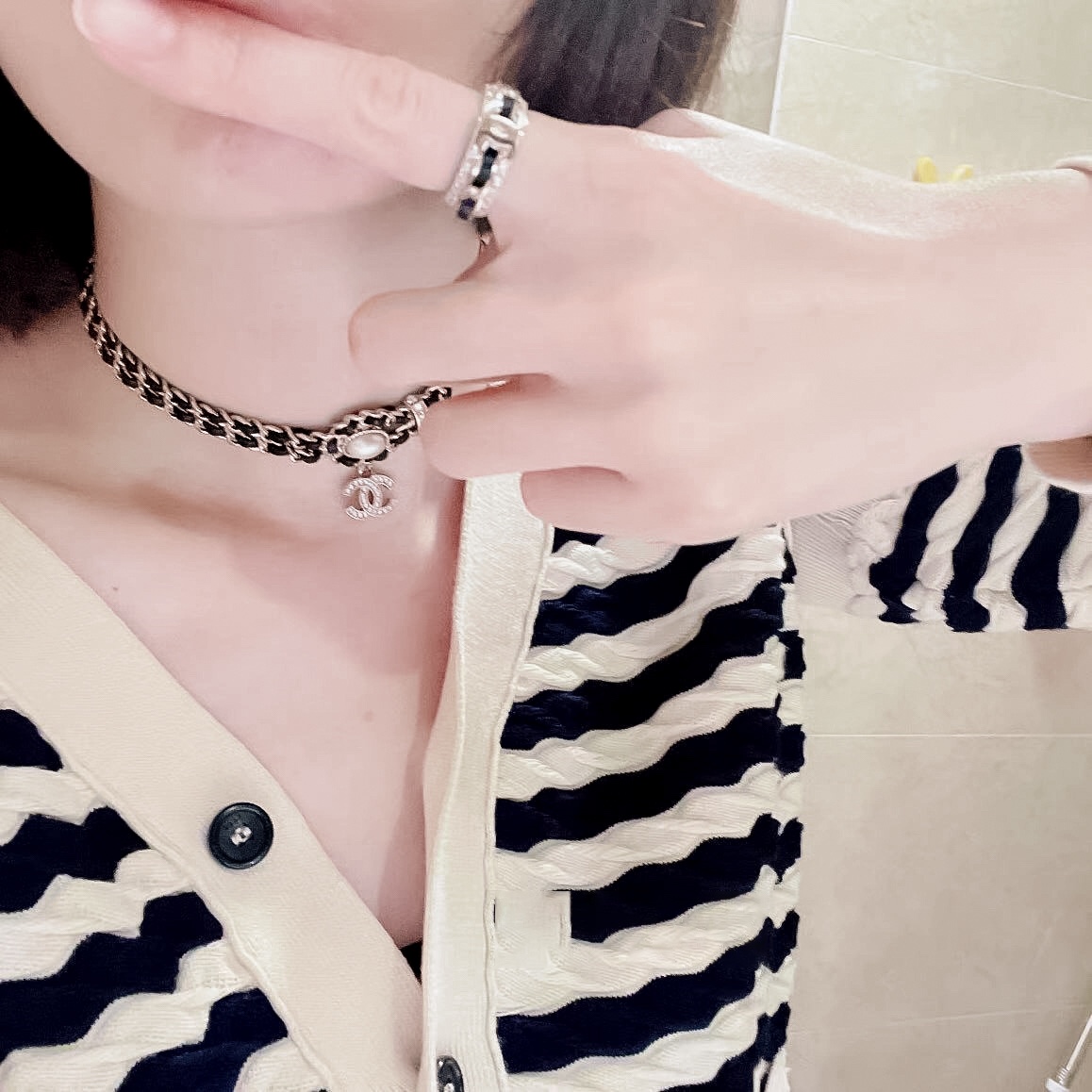 Chanel Black Leather Coco Ring - Original Replica Club