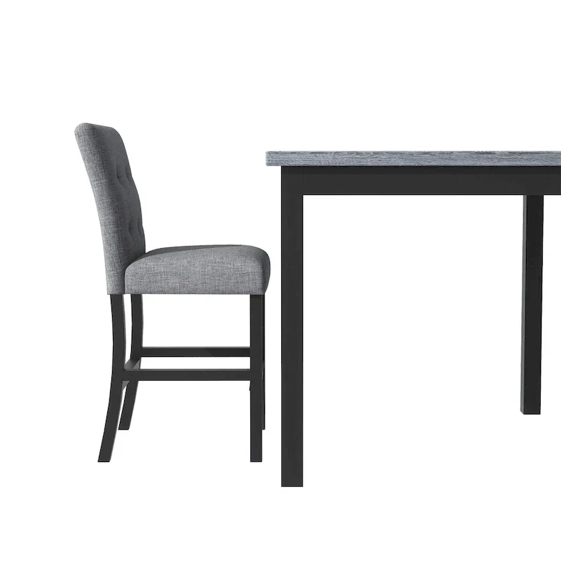 5 Piece Counter Height Dining Set, Wood Dining Table Set with Rectangle Table and 4 Upholstered High Back Chairs