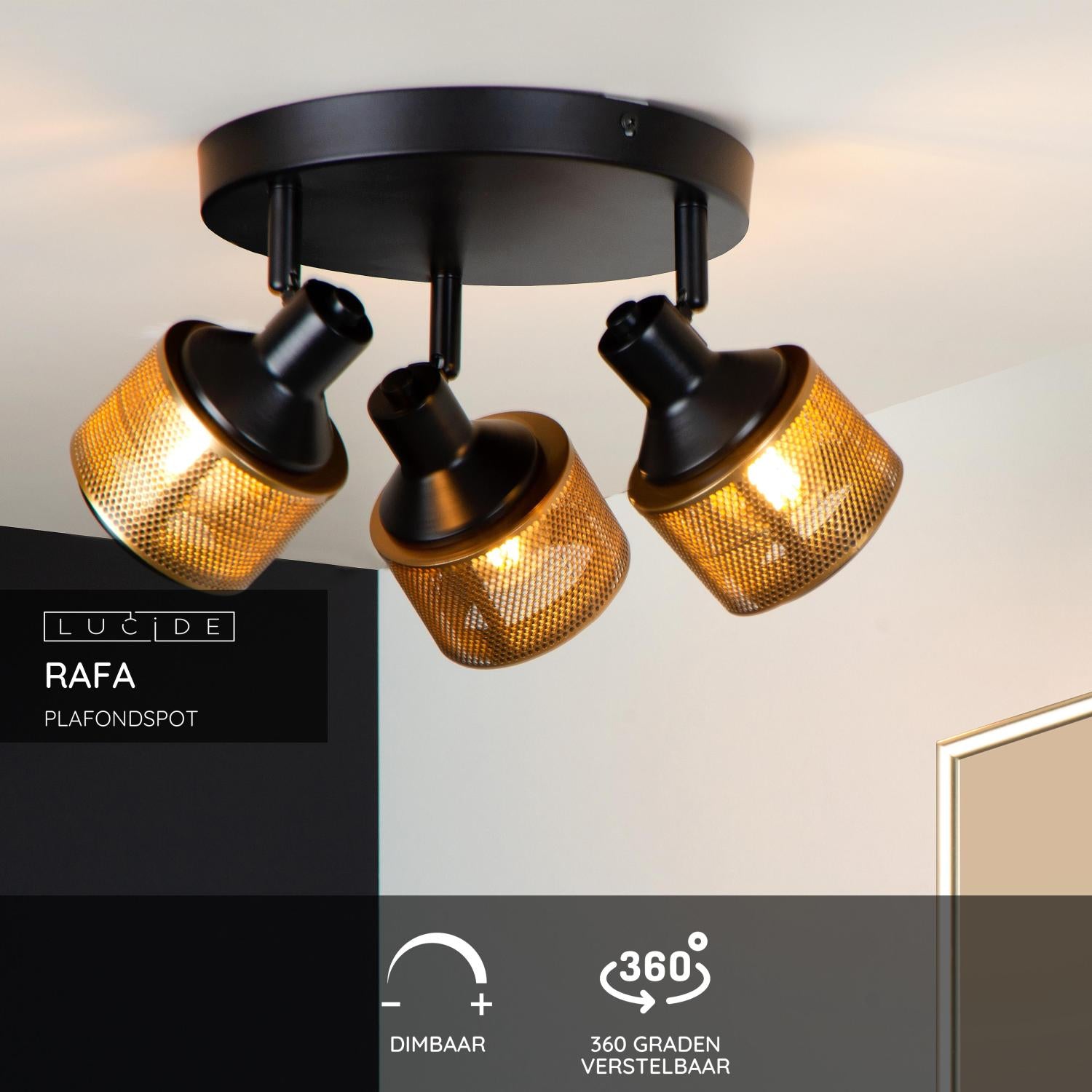 Lucide RAFA Plafondspot - Zwart