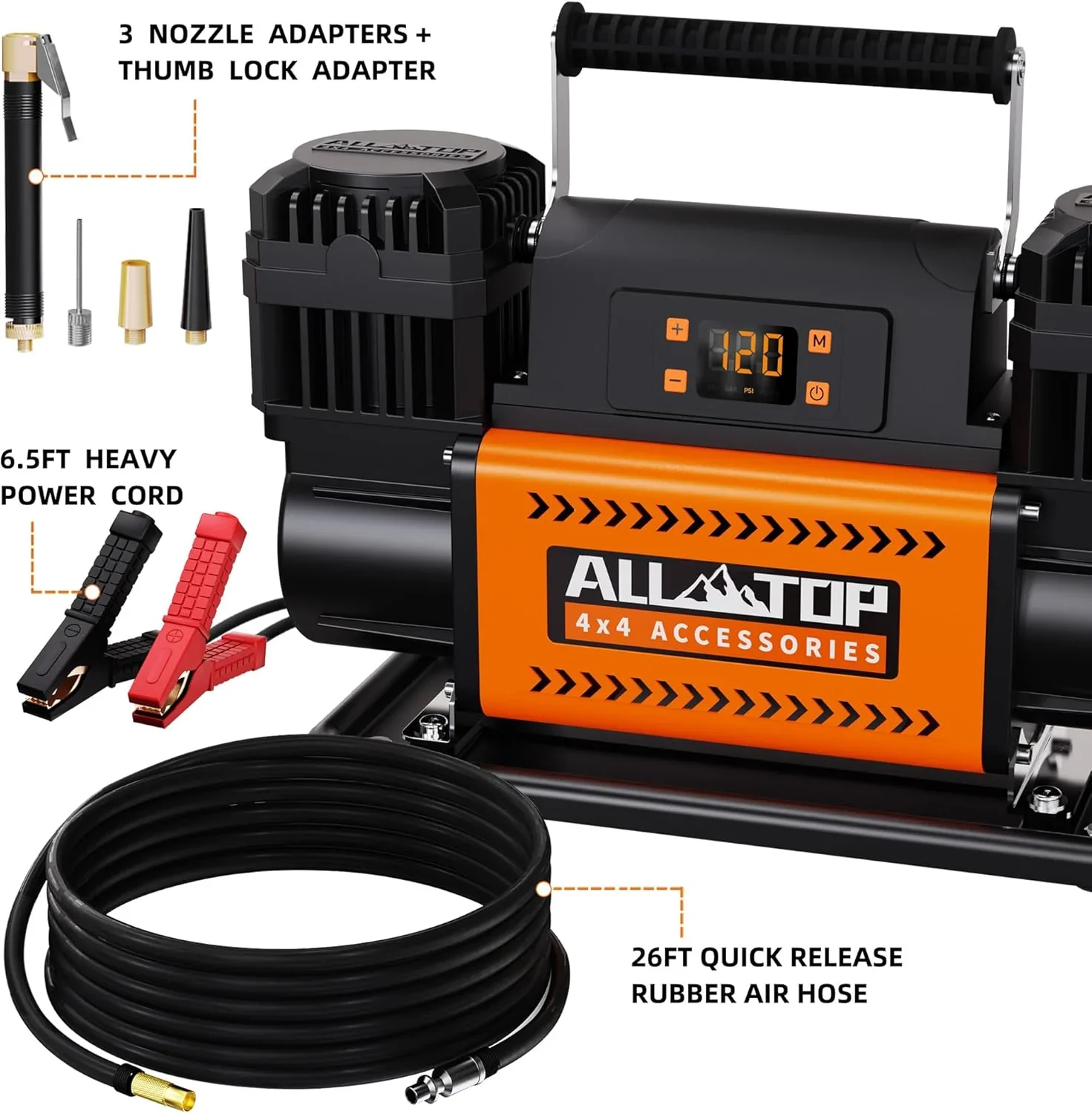 ALL-TOP 12V Dual Cylinder Air Compressor With LCD, 150PSI - ATACR350DG - Image 5 ALL-TOP 12V Dual Cylinder Air Compressor With LCD, 150PSI - ATACR350DG - Image 5