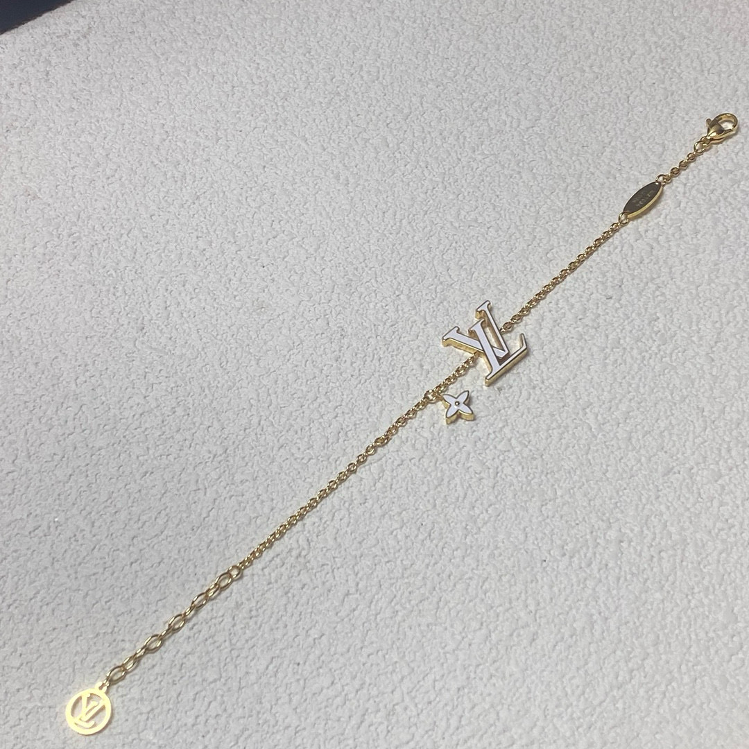 Louis Vuitton White LV Letters Bracelet Necklace - Original Replica Club