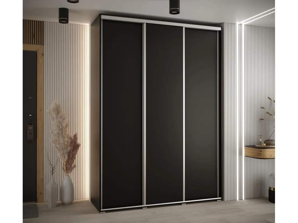 ARMARIO Banakdecoracion 1 DE PUERTAS CORREDERAS 235.2/170/45 3 puertas (Negro/Negro/Plata) 03751CAFF