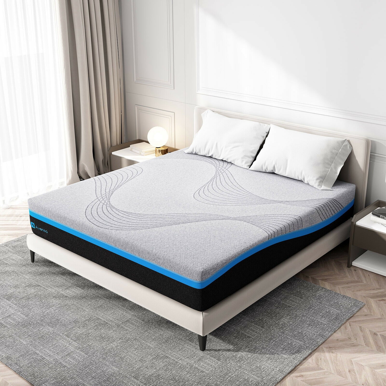 10 Inch Grey Queen Gel Memory Foam Mattress in a Box with Detachable Cover. Queen Size Mattress