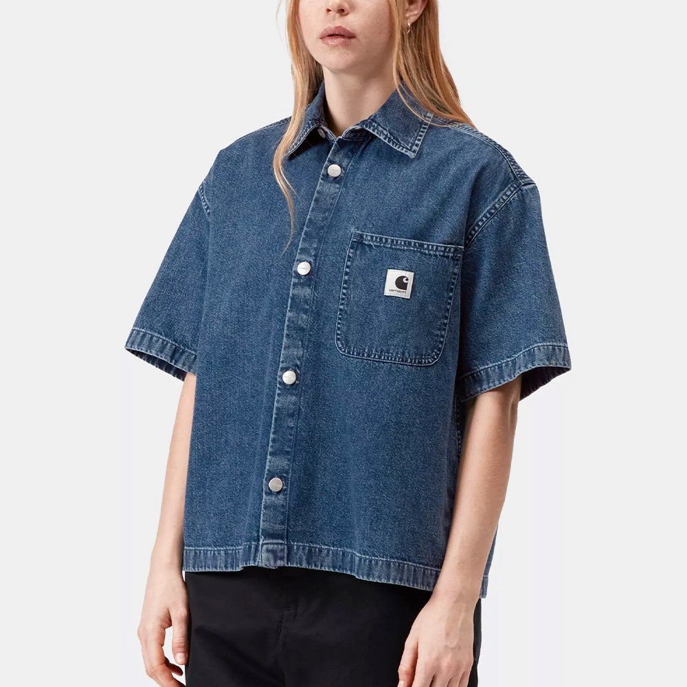 Carhartt WIP - Chemise W SS Lovilia - Bleu Stone Washed