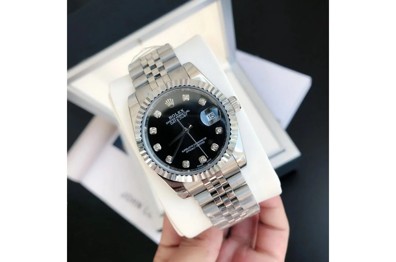 Couple Watches Rolex Datejust 36/28mm SS/SS Jub Black/Dial