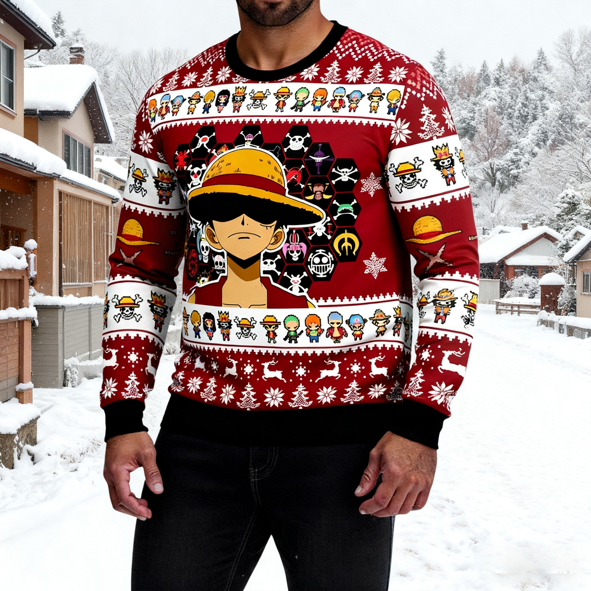 Unisex Anime Ugly Christmas Sweater TeeThreads Sustain the Scene with Custom Apparel