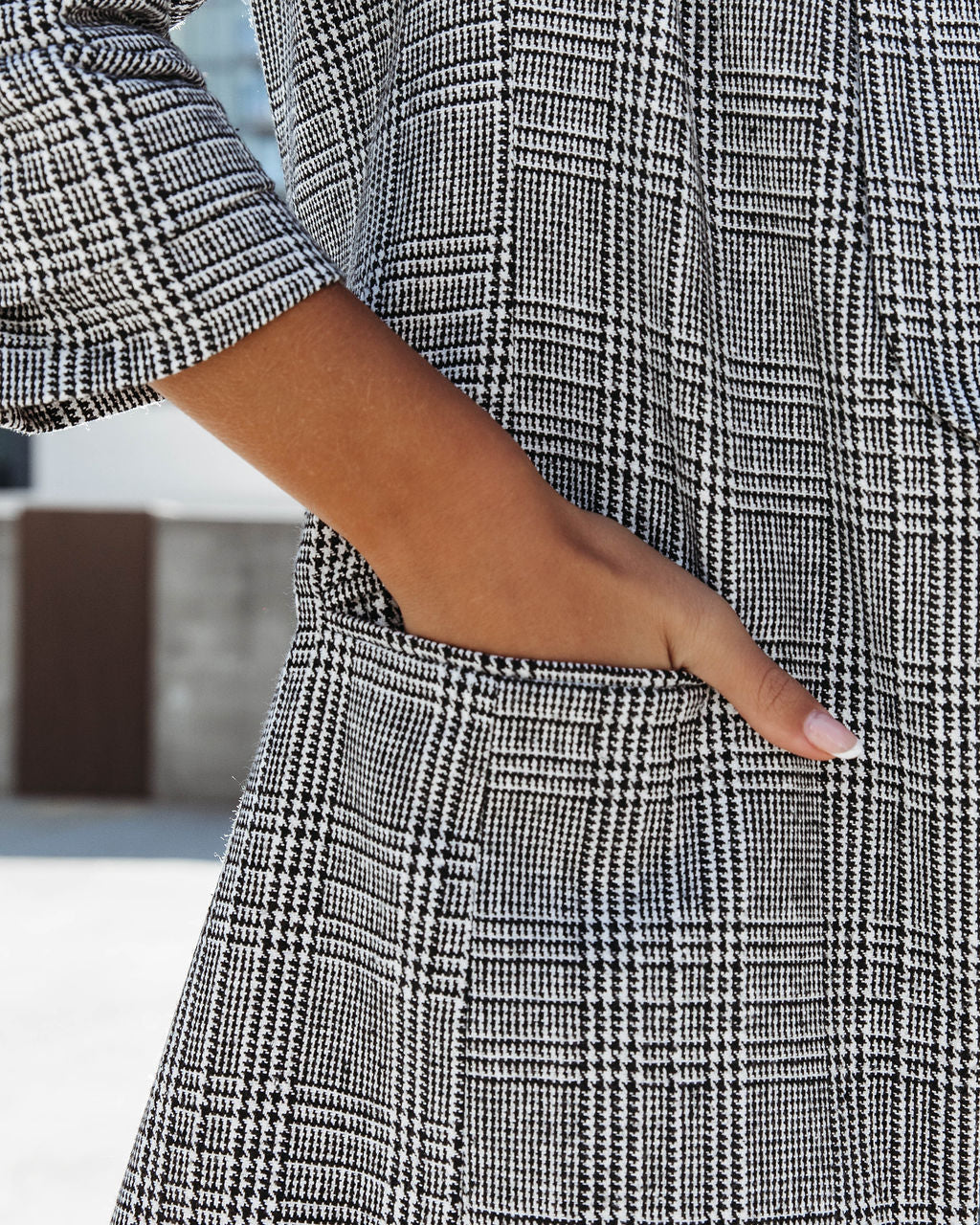 Oxnard Pocketed Houndstooth Blazer - Se7enfashion
