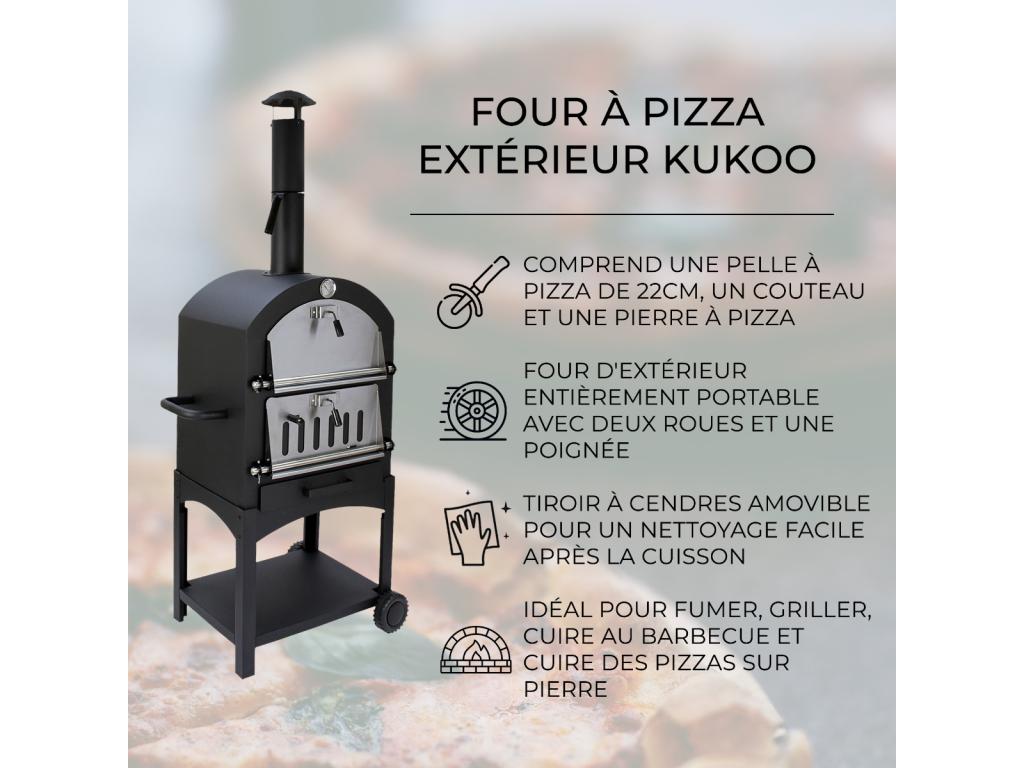 Horno Pizza Carbón Portátil Exterior Profesional Comercial Máquina de Cocinar Hacer Pizza Barbacoa BBQ Pizza Oven Ahumador Parrilla Grill Ahumar Carne Pescado Verduras con Pala Cortador+Piedra GRATIS