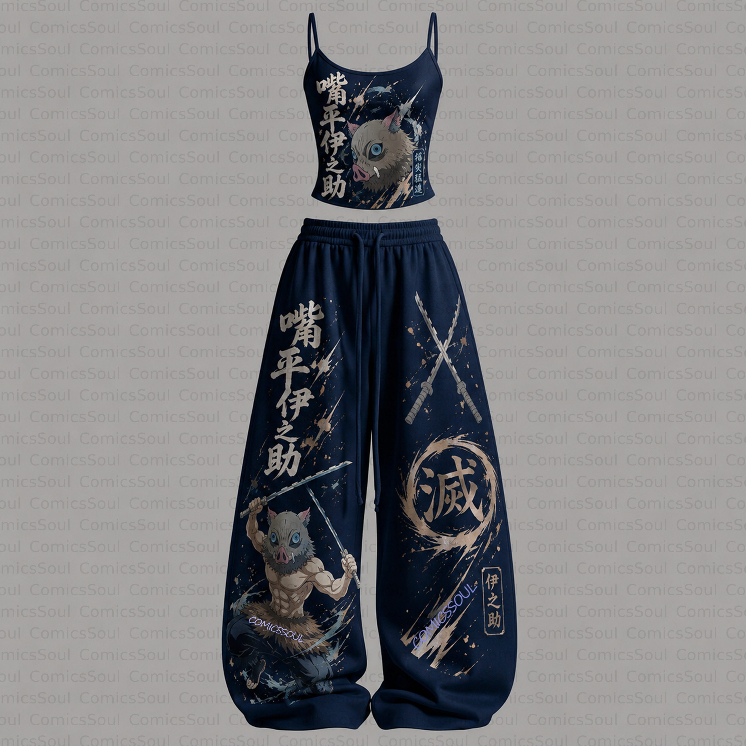 Demon Slayer Top & Elasticated Trousers Two-Piece Set