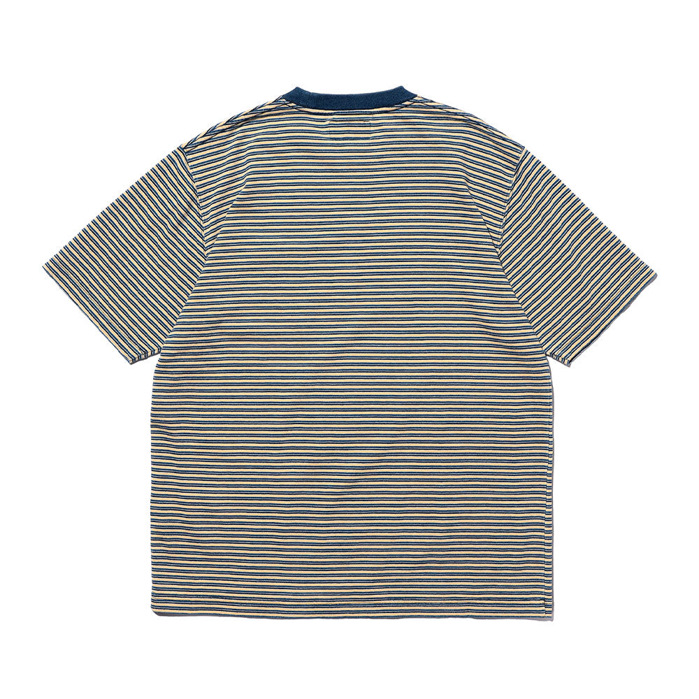Beams Plus - T-shirt Indigo à rayures - Jaune