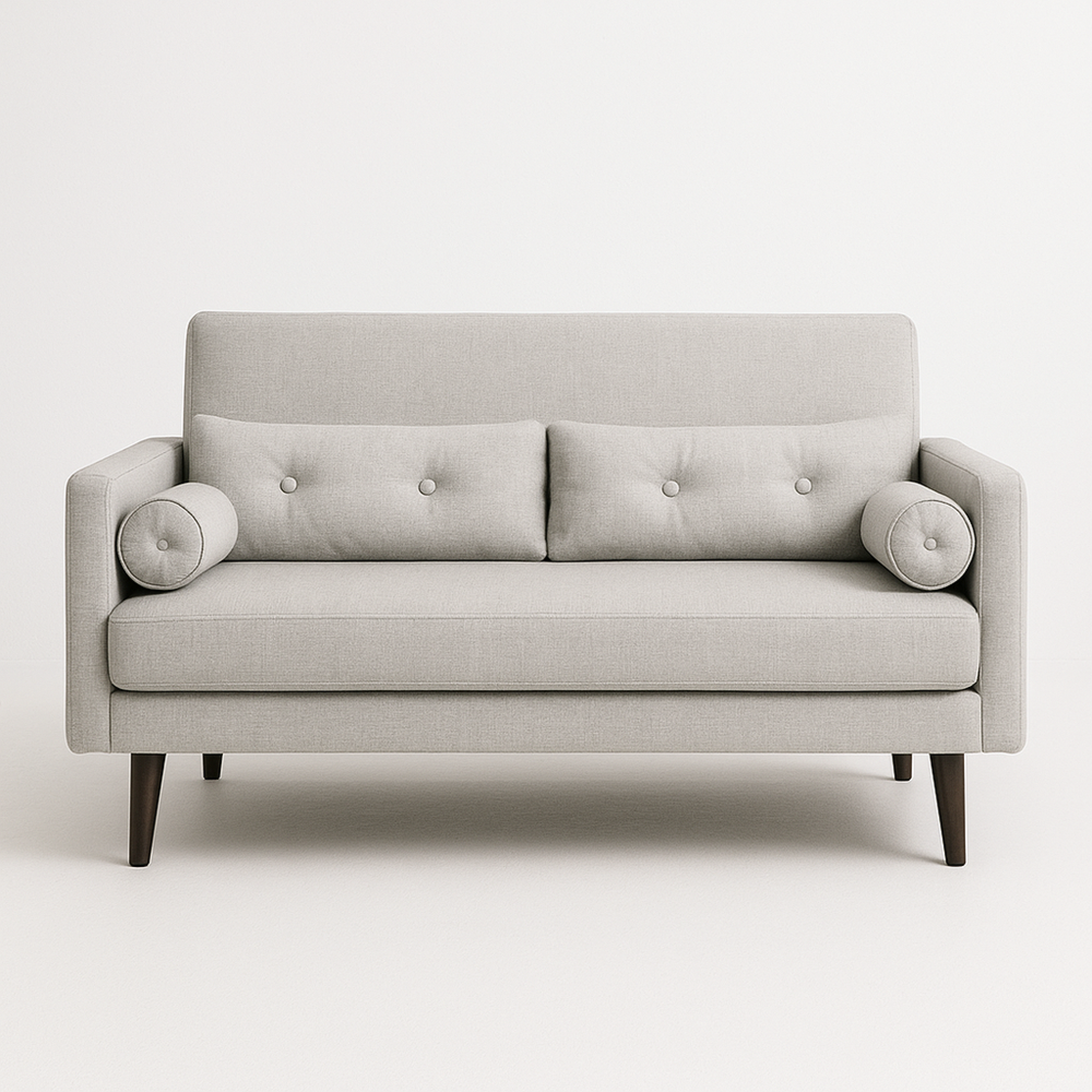 Sofá Dos Plazas Gris Claro Sala de Estar 160x85x90 cm Tela Moderna