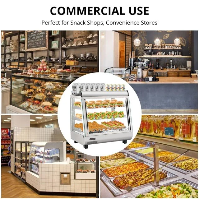 36" Commercial Food Warmer Display Case, Countertop Warmer Display Case, Commercial Food Warmer with Adjustable Shelves, Glass Sliding Doors, 3 Tier Electric Heated Display Cabinet - Image 5