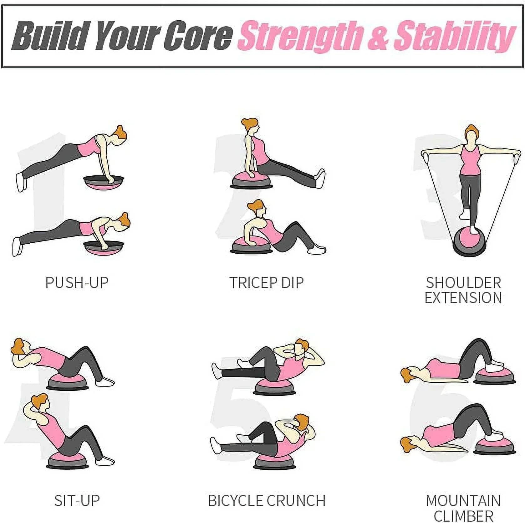 IFAST Balance Trainer 23 Inch Half Ball With Resistance Bands - 660LB Weight Capacity - Image 6 IFAST Balance Trainer 23 Inch Half Ball With Resistance Bands - 660LB Weight Capacity - Image 6
