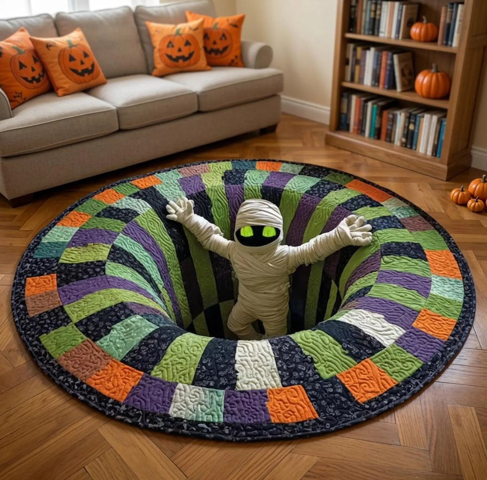 VortexEye™ 3D Ghost Illusion Round Rug - Waterproof Halloween Floor Mat - Image 5 VortexEye™ 3D Ghost Illusion Round Rug - Waterproof Halloween Floor Mat - Image 5