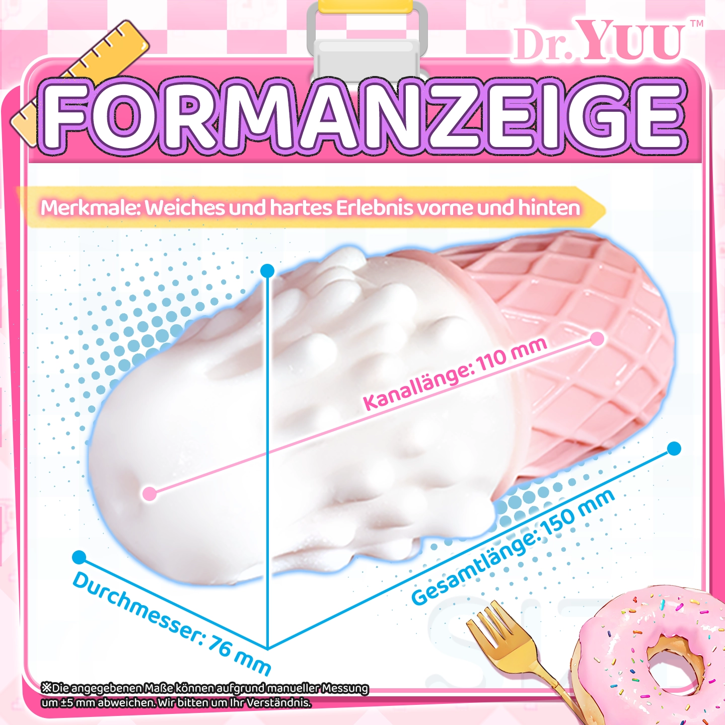 Maße des Dr.YUU Eiscreme-Masturbators