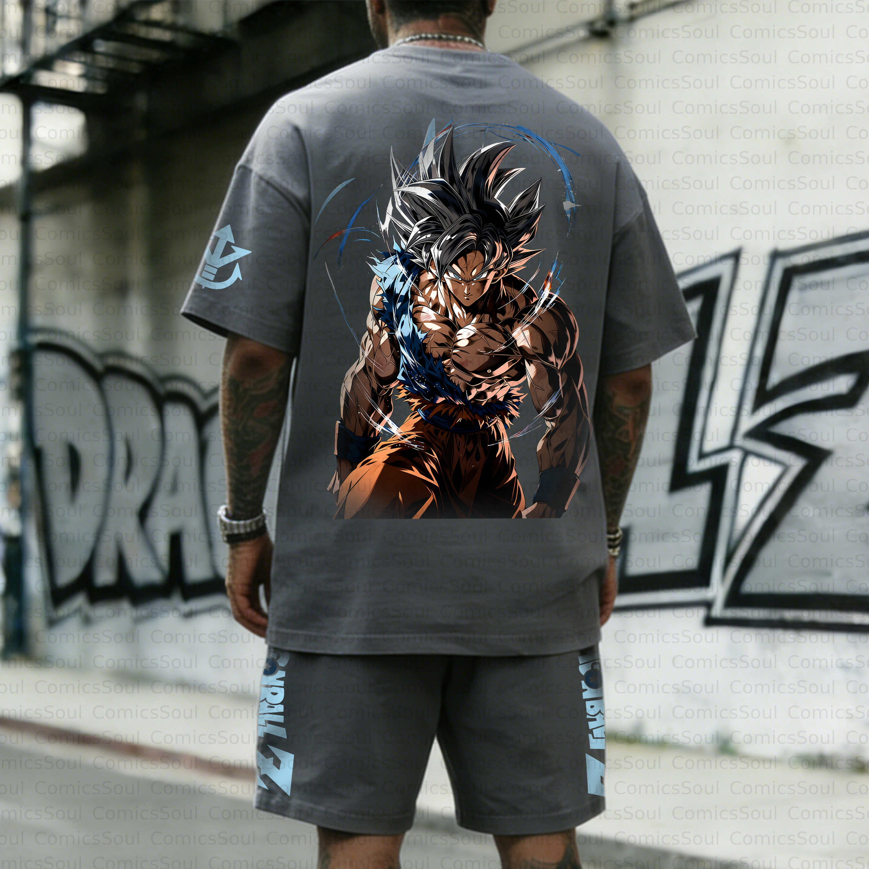 Unisex Anime Inspired Vintage T-shirt& Shorts 2 Pieces Set