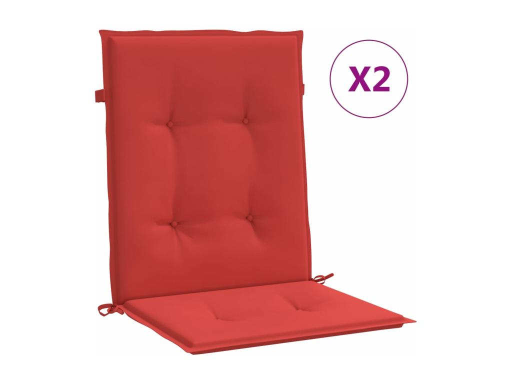 Cojín silla jardín respaldo bajo 2 unidades tela Oxford rojo