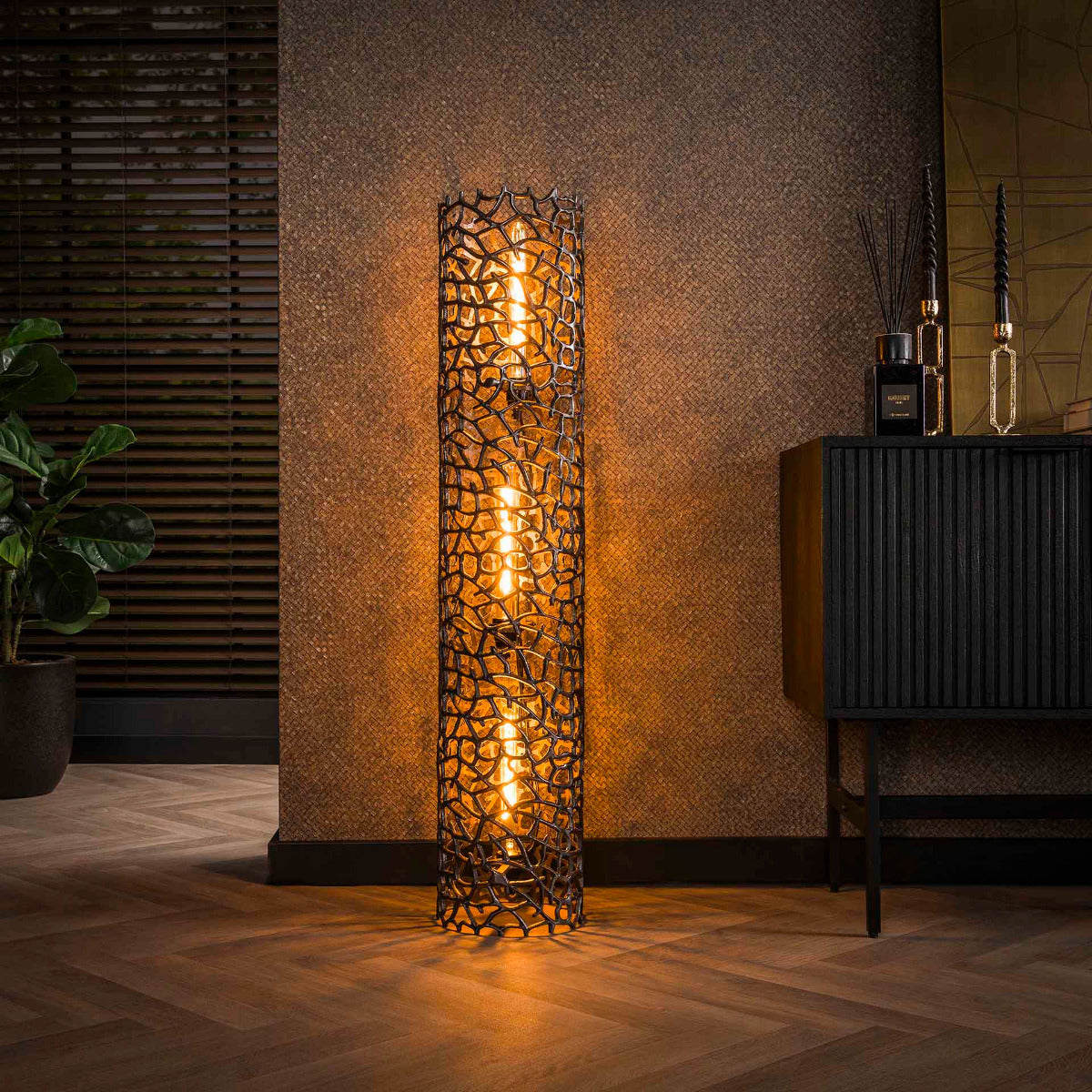 Fraaai - Boyd vloerlamp Ø25 cm weaver cylinder XL - zwart nikkel