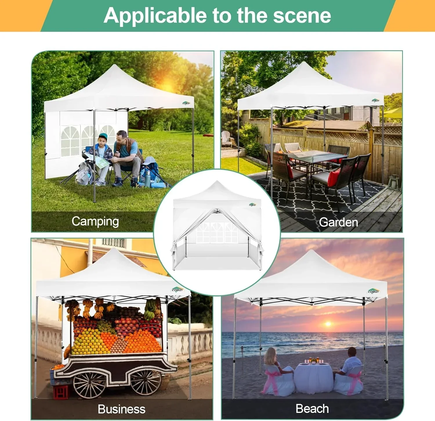 COBIZI 10x20 Heavy Duty Pop up Canopy Tent 6 sidewalls Commercial Canopy Wedding Party Tents