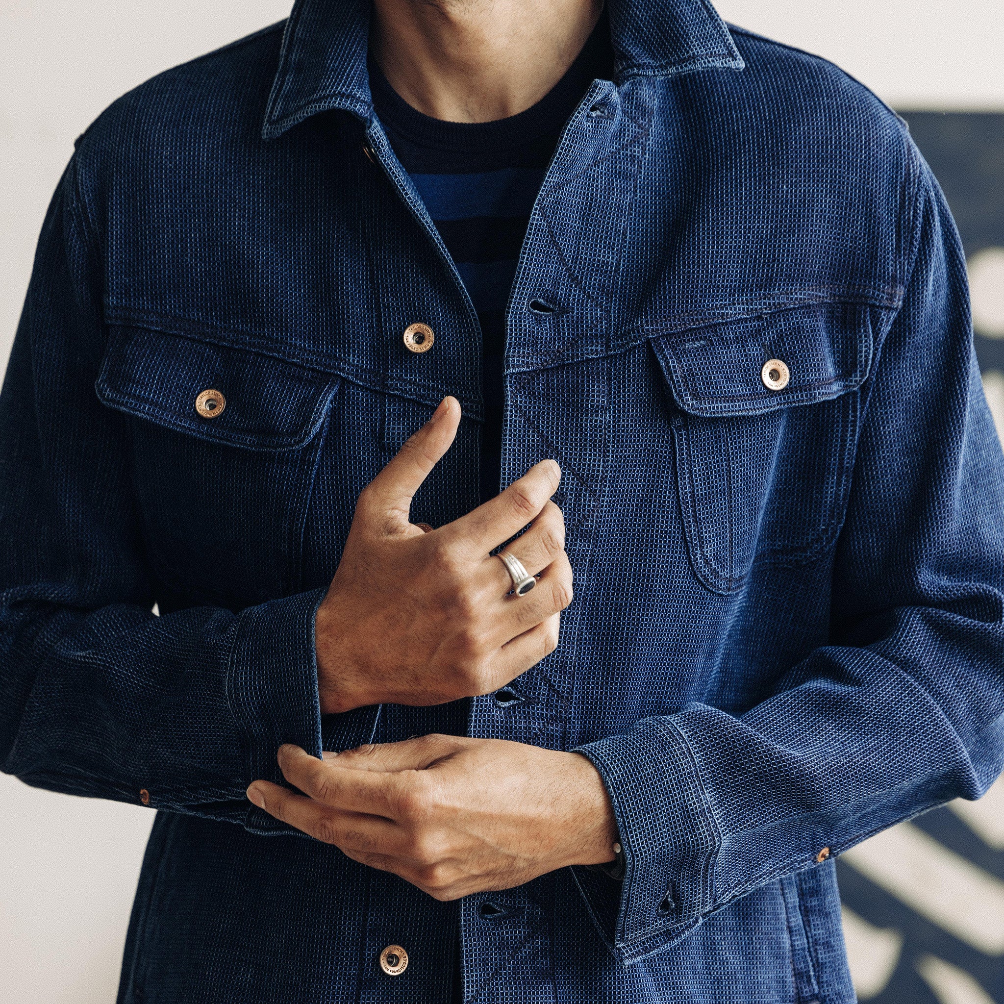 The Long Haul Jacket in Indigo Waffle