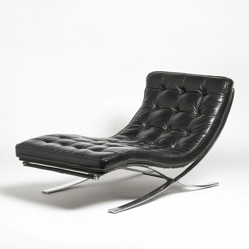 Sofá Moderno de Cuero Negro para Salón 150 cm